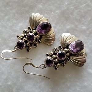 Running Bear Navajo Sterling and Amethyst Earrings